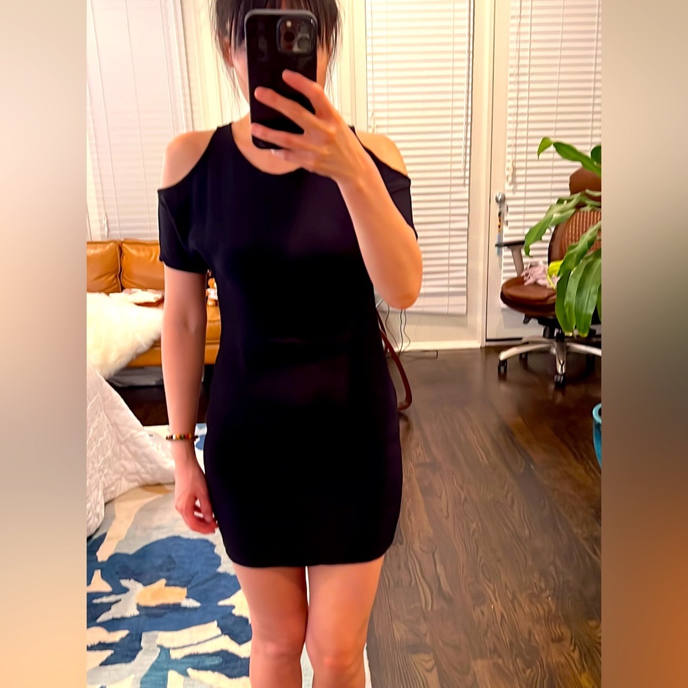 Sandro cold shoulder black mini dress - size 1
